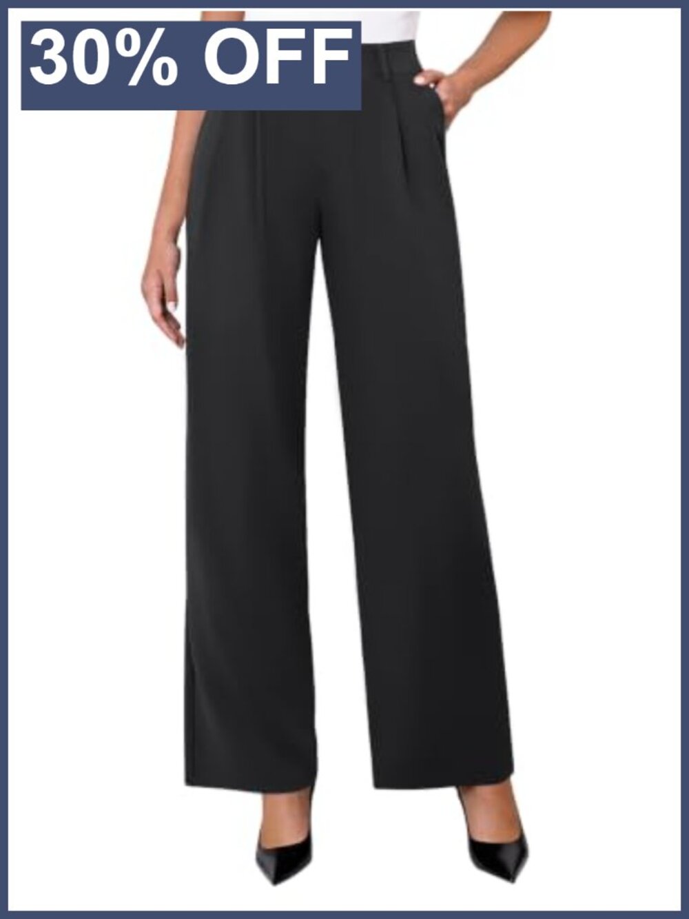 Wide Leg Dress Pants High Waisted Stretchy Pull On Work Palazzo Pants